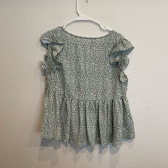 SHEIN - Sage Green - Tie Front Ruffle Top - Picture 3 of 8